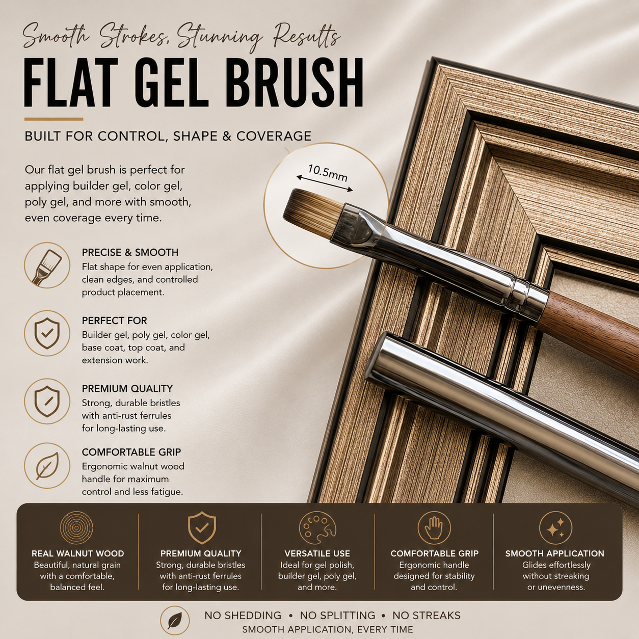 Walnut Wood Nail Art Brush Set | Premium Painting, Gel & Detail Pens
