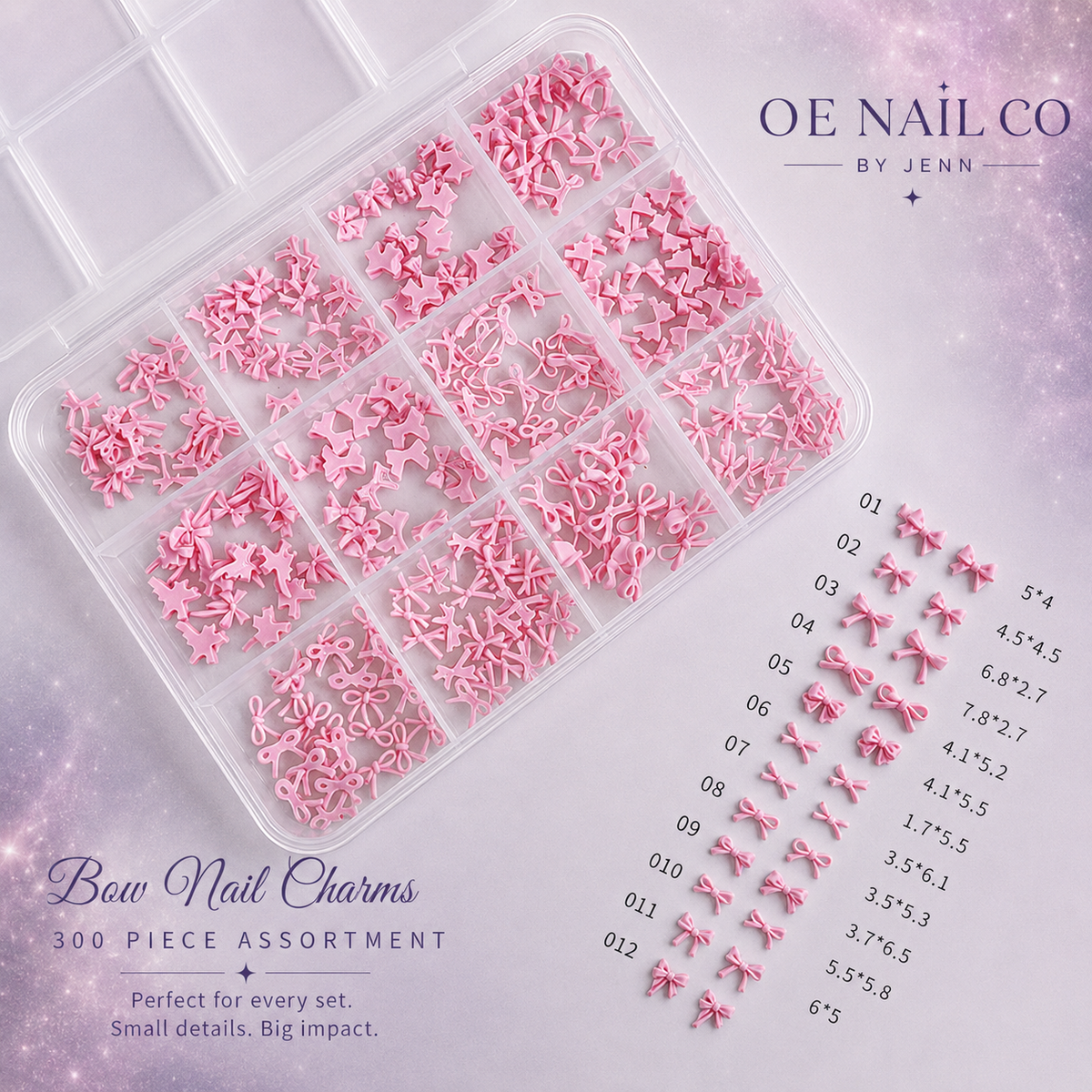 Mini Bow Nail Art Charms | 12-Piece Mixed Set