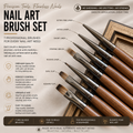 Walnut Wood Nail Art Brush Set | Premium Painting, Gel & Detail Pens