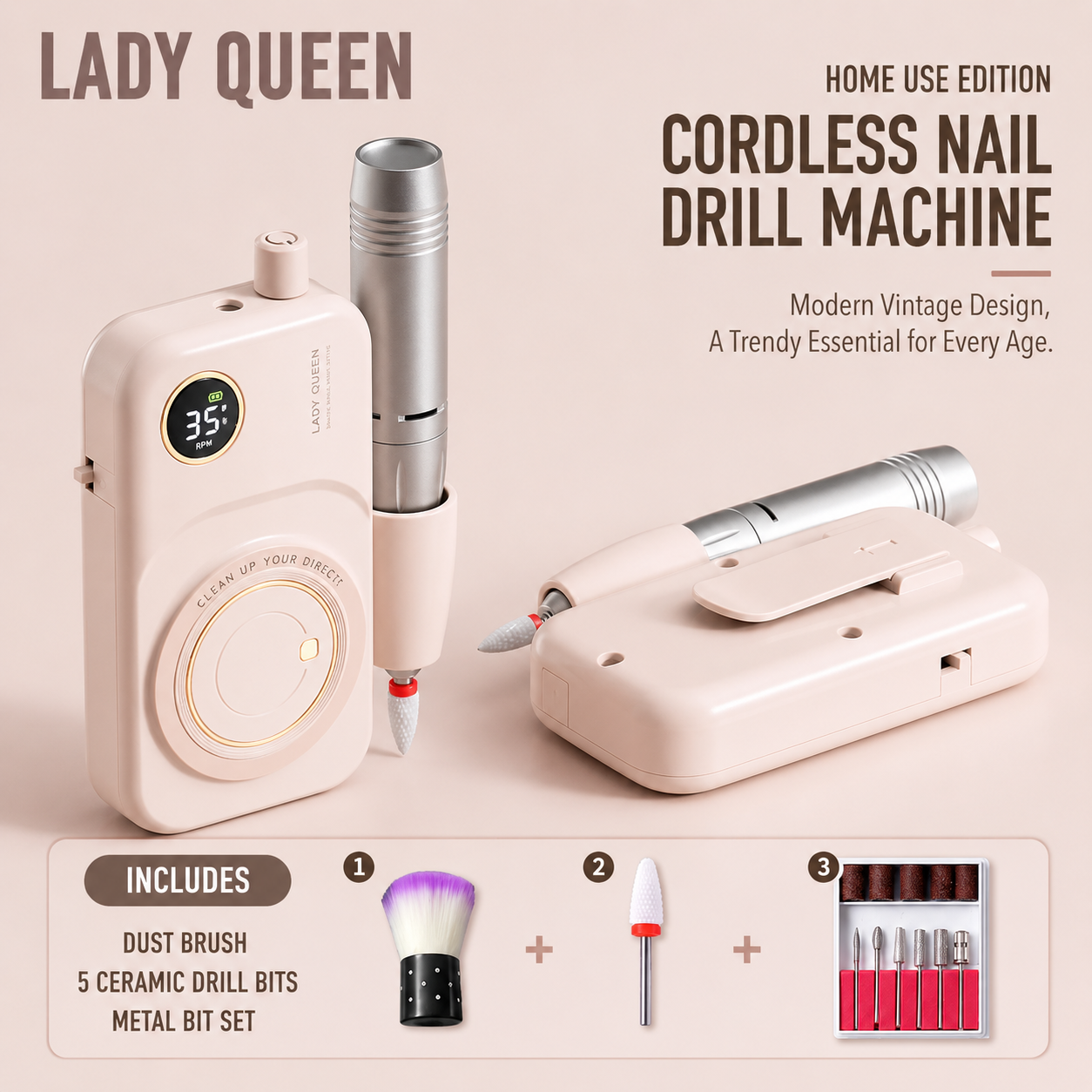 LadyQueen Electric Nail Drill |  Home, Salon & Pro Editions