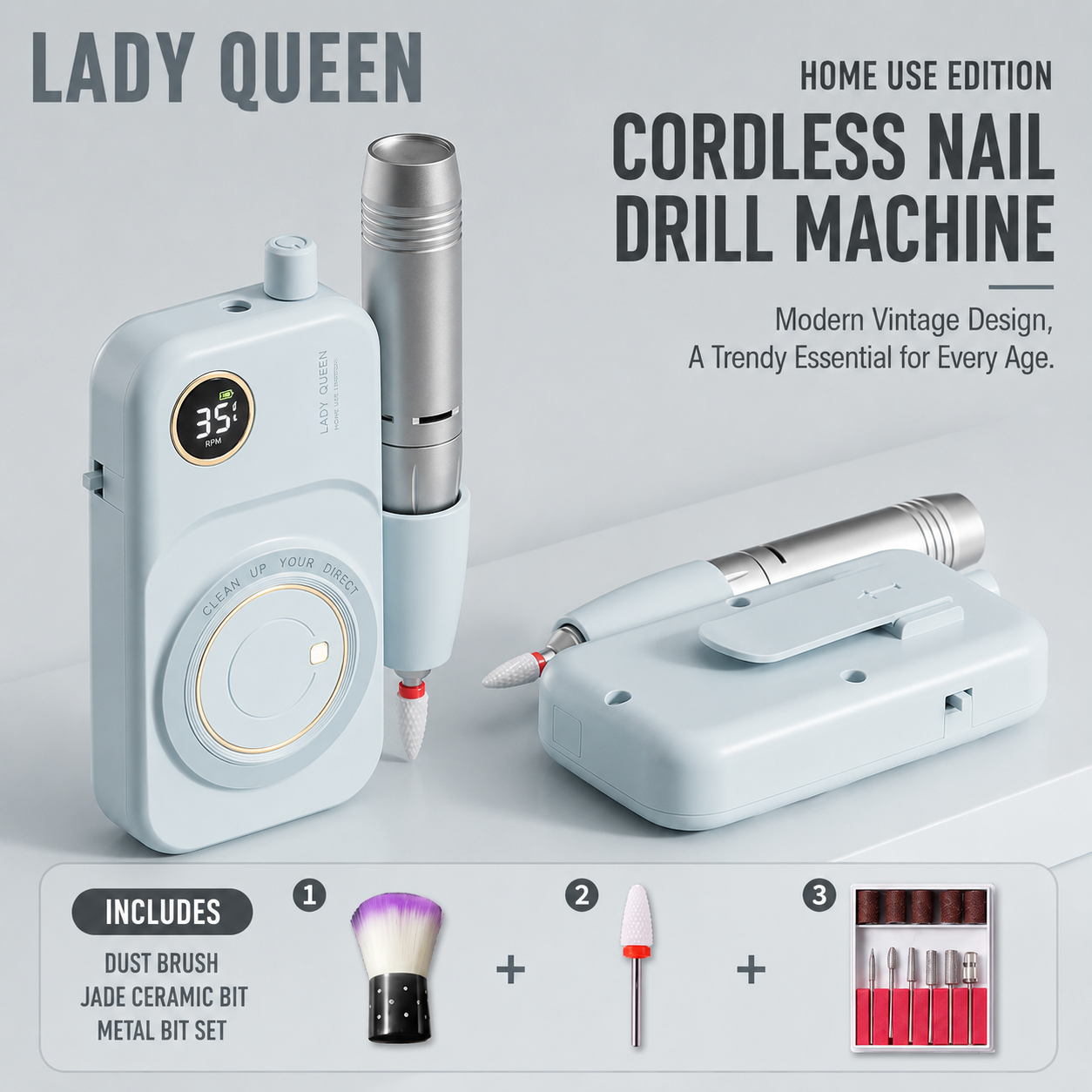 LadyQueen Electric Nail Drill |  Home, Salon & Pro Editions