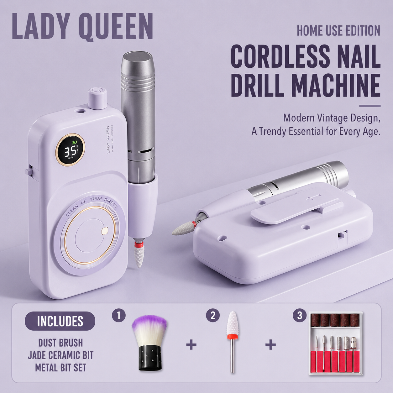 LadyQueen Electric Nail Drill |  Home, Salon & Pro Editions
