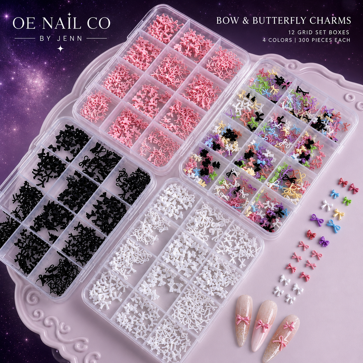 Mini Bow Nail Art Charms | 12-Piece Mixed Set