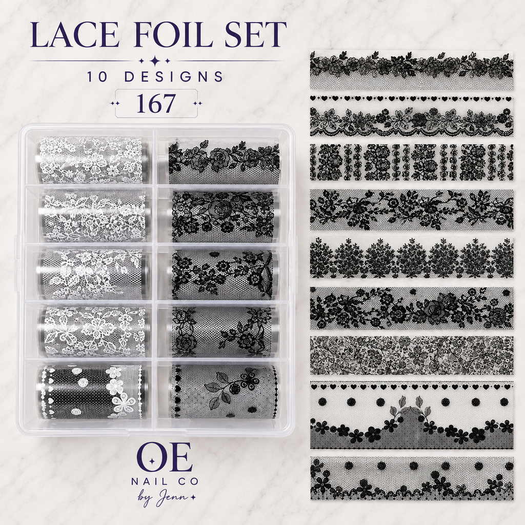 Black & White Lace Nail Art Transfer Stickers | 166 Mixed Styles