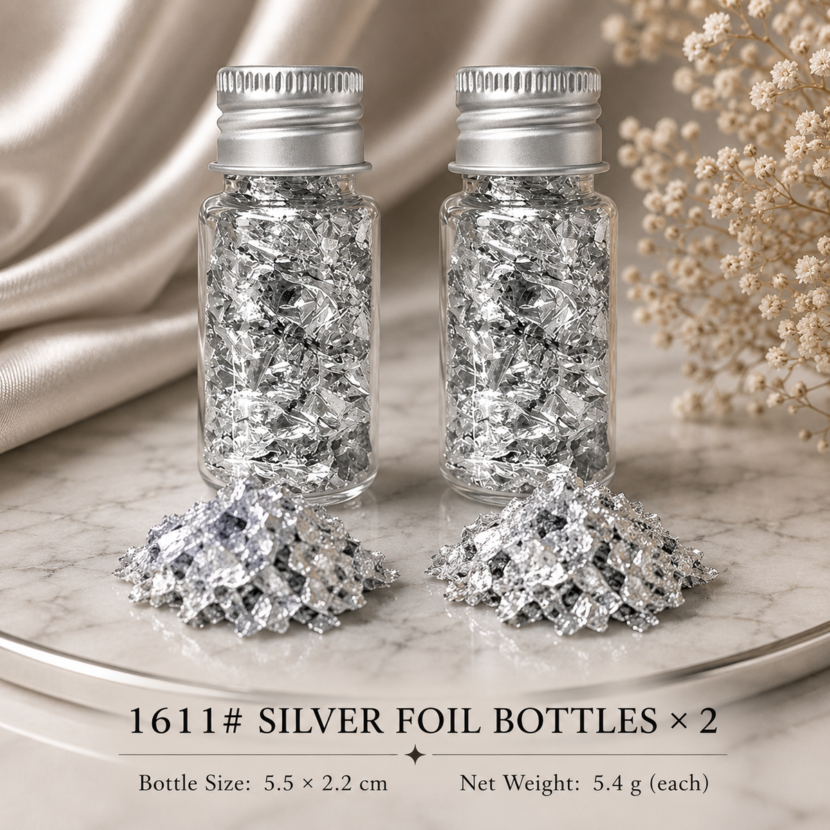 Elements Metallic Nail Foil Flakes | Gold, Silver & Rose Gold