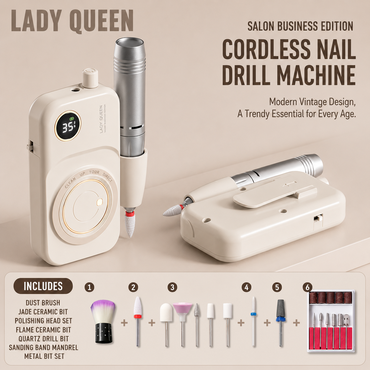 LadyQueen Electric Nail Drill |  Home, Salon & Pro Editions