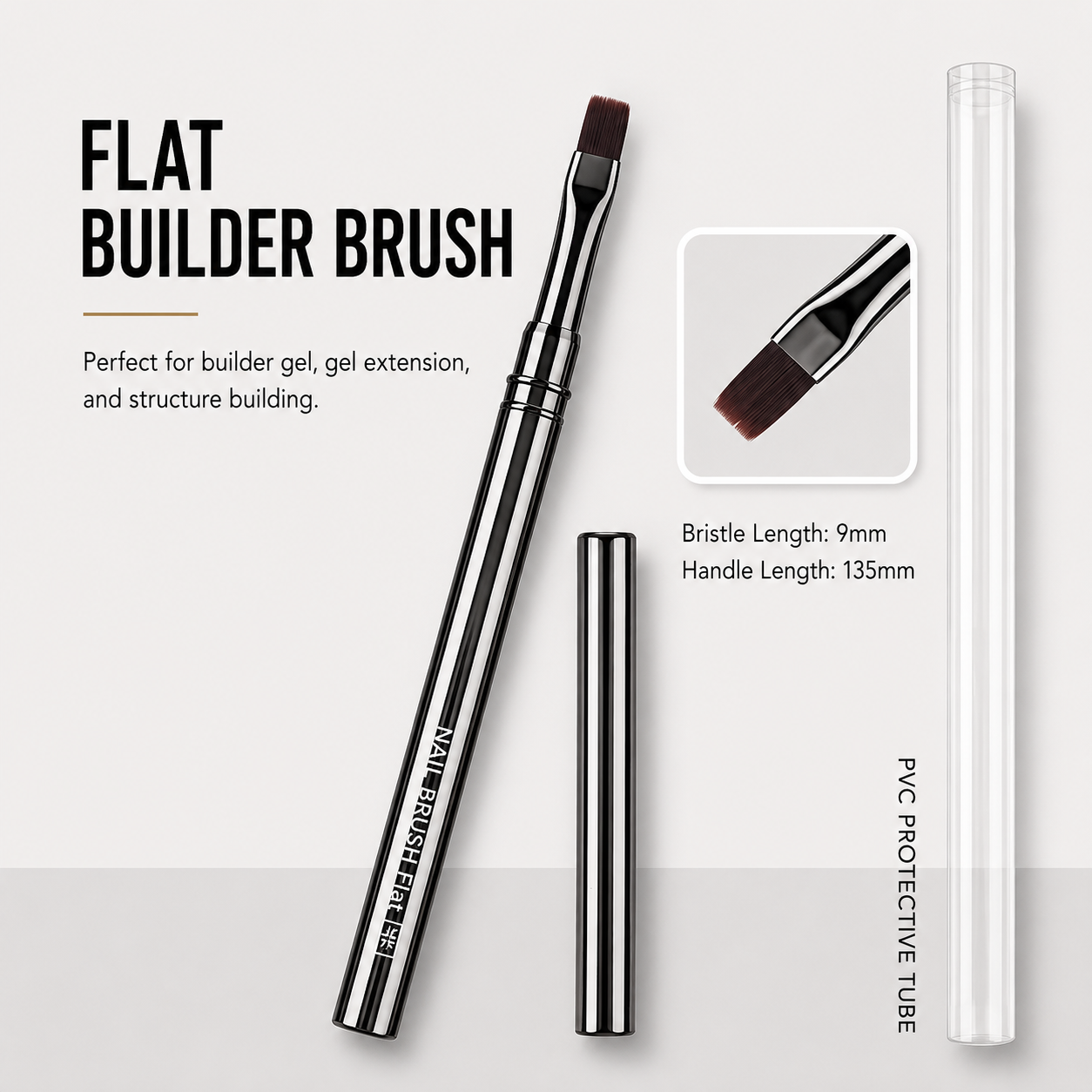 Professional Metal Handle Nail Art Brush Collection | Precision Liner, Detailing & Gel Shader Brushes