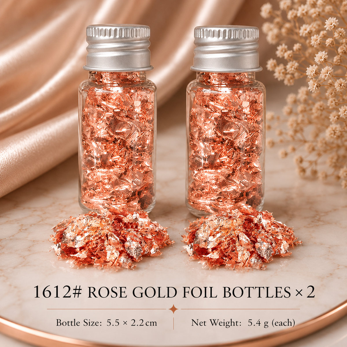 Elements Metallic Nail Foil Flakes | Gold, Silver & Rose Gold