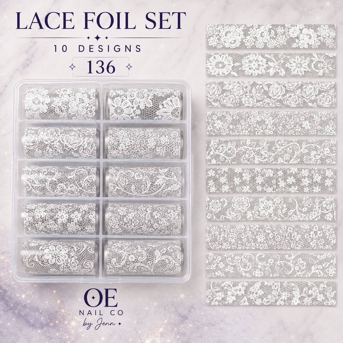 Black & White Lace Nail Art Transfer Stickers | 166 Mixed Styles