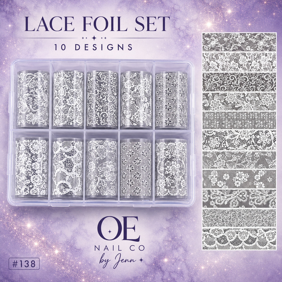 Black & White Lace Nail Art Transfer Stickers | 166 Mixed Styles