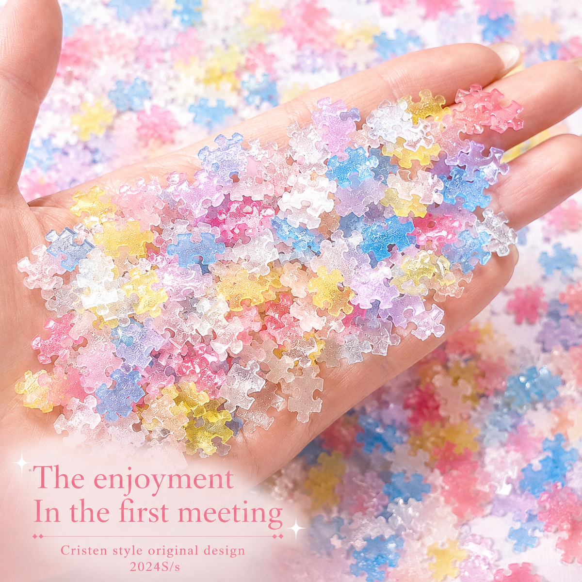Mini Puzzle Piece Nail Charms | DIY Nail Art Beads (50 pcs)