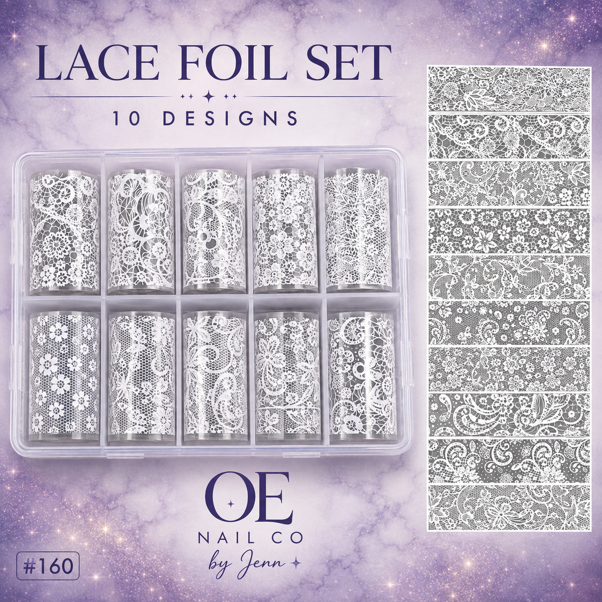 Black & White Lace Nail Art Transfer Stickers | 166 Mixed Styles