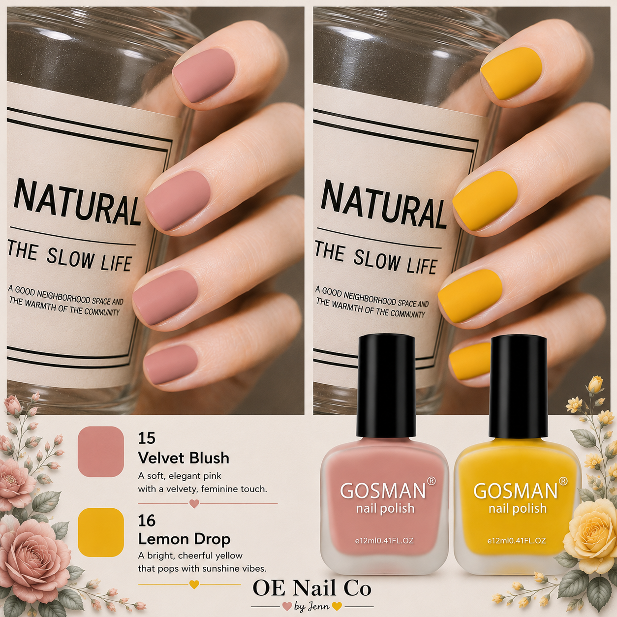 Matte Nail Polish Duo Set | 22 Color Combinations with Primer & Matte Top Coat