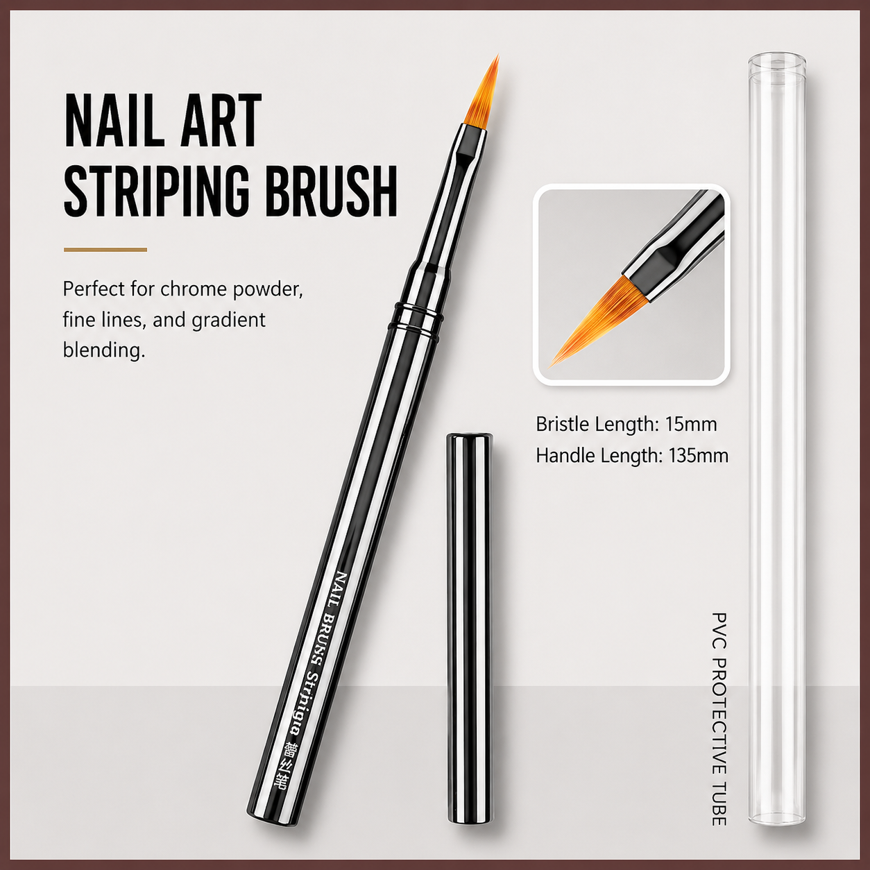 Professional Metal Handle Nail Art Brush Collection | Precision Liner, Detailing & Gel Shader Brushes
