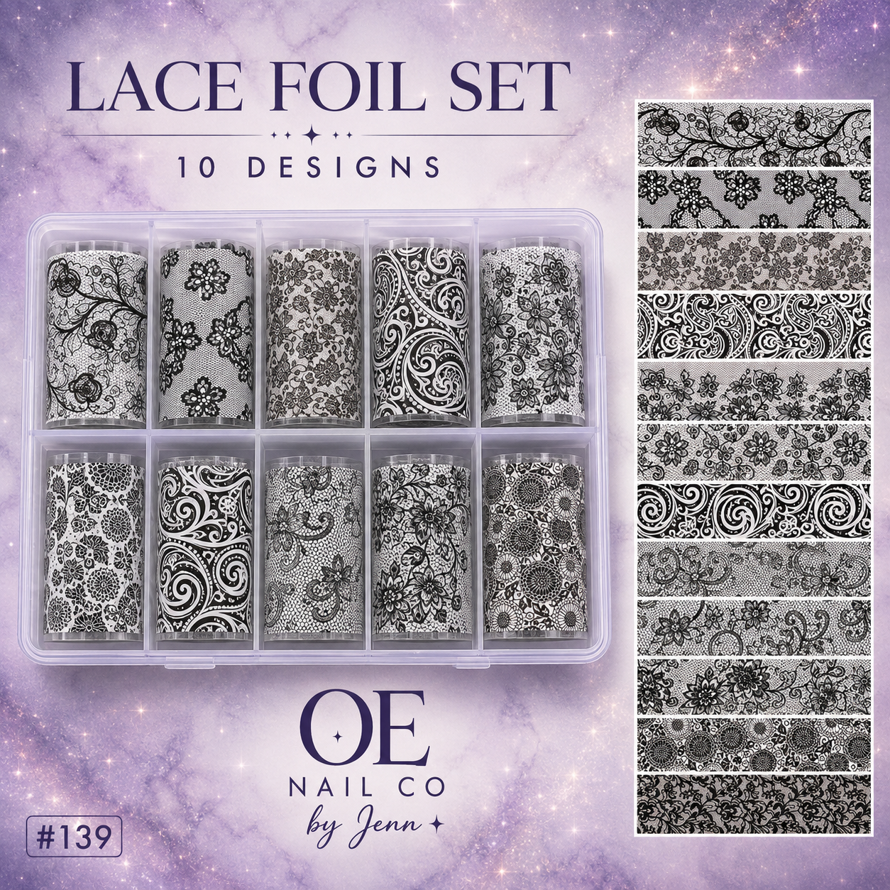 Black & White Lace Nail Art Transfer Stickers | 166 Mixed Styles