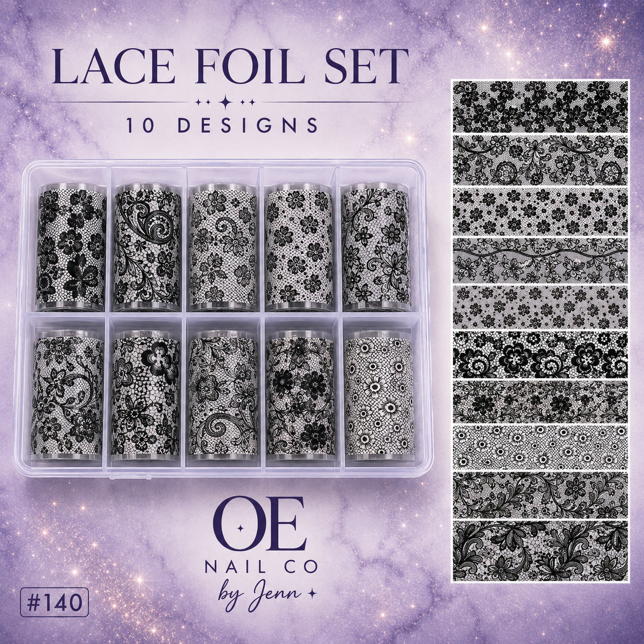 Black & White Lace Nail Art Transfer Stickers | 166 Mixed Styles