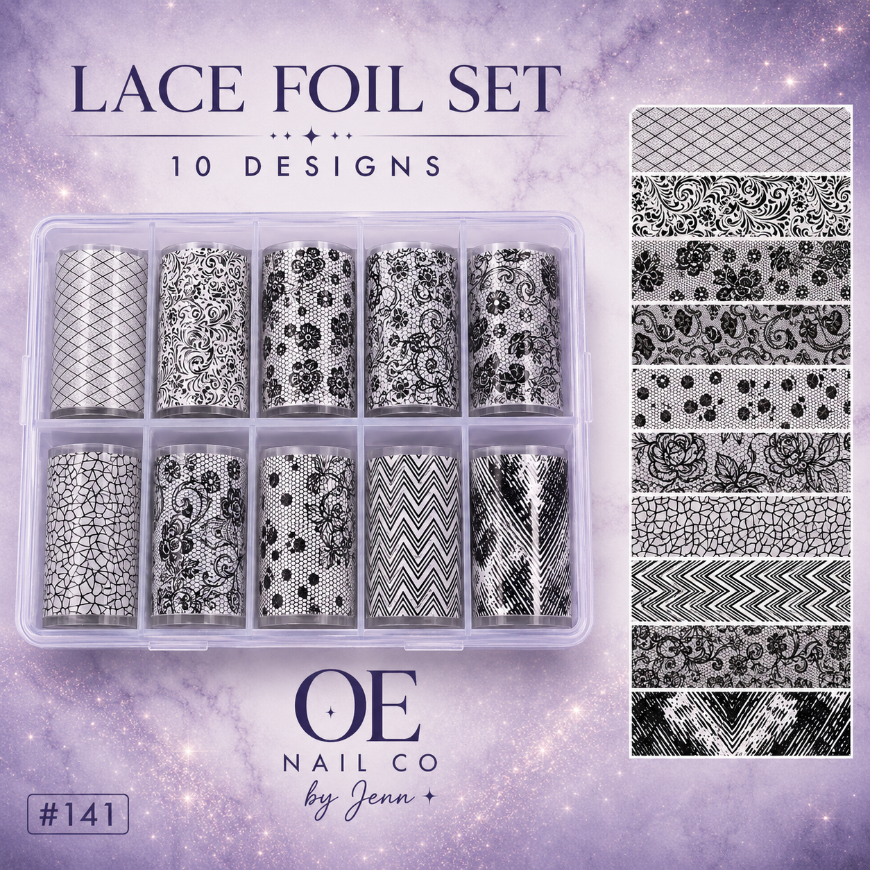 Black & White Lace Nail Art Transfer Stickers | 166 Mixed Styles