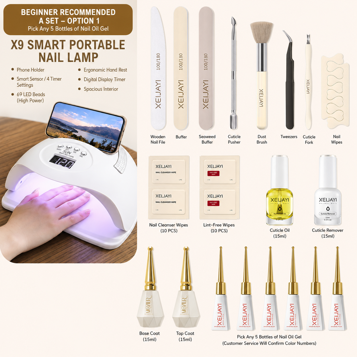 Nail Starter Kit with LED Lamp | Choose Your Light & Colors