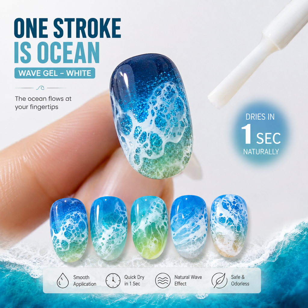 White Wave Marble Gel Polish | Cosmic Swirl Collection