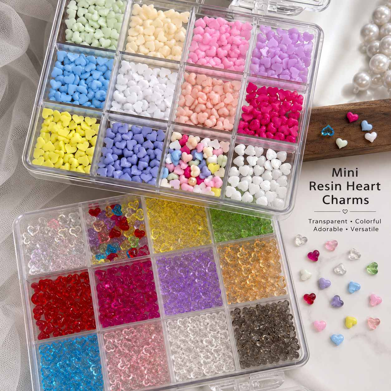Sweetheart Candy Resin Charms | 12-Compartment Organizer