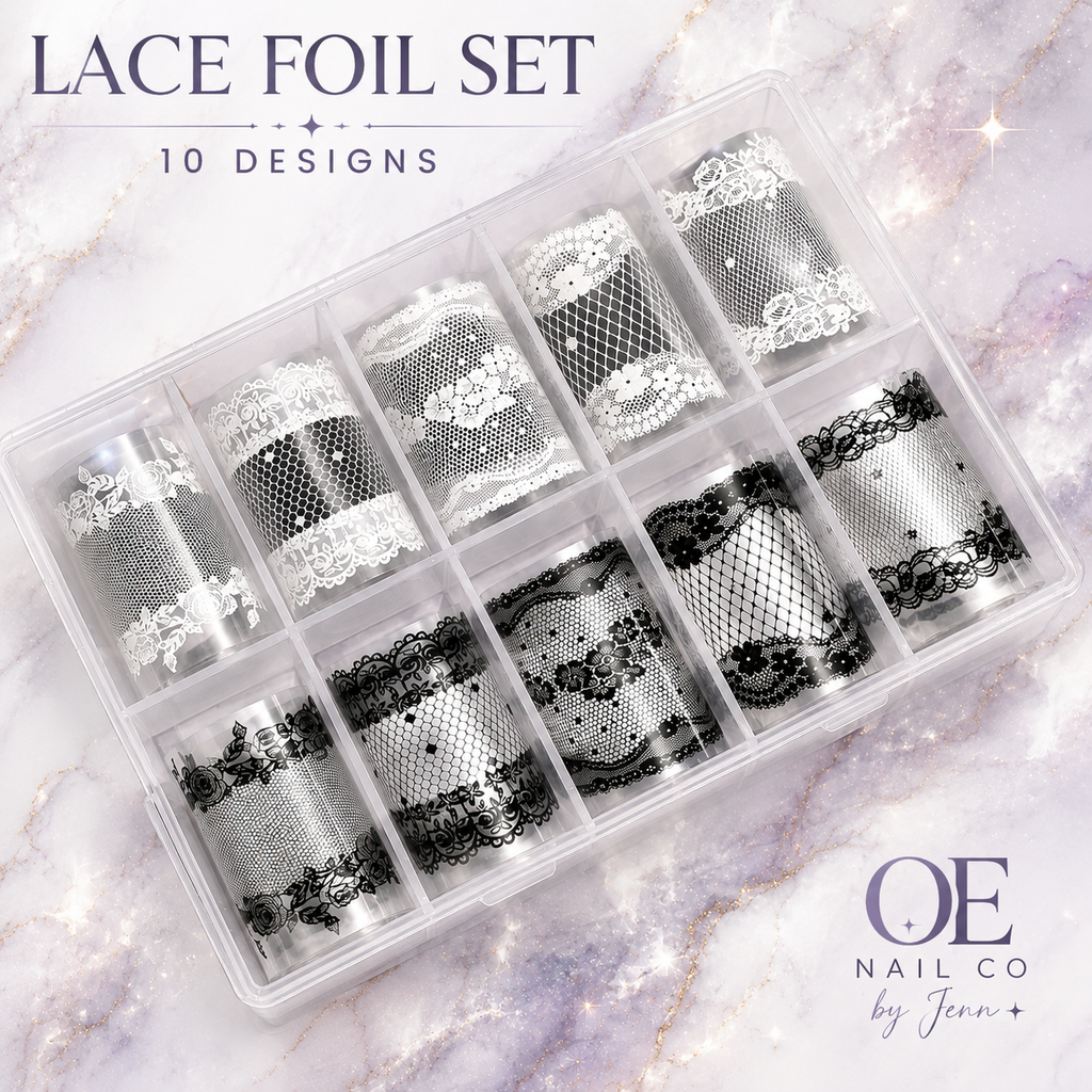 Black & White Lace Nail Art Transfer Stickers | 166 Mixed Styles