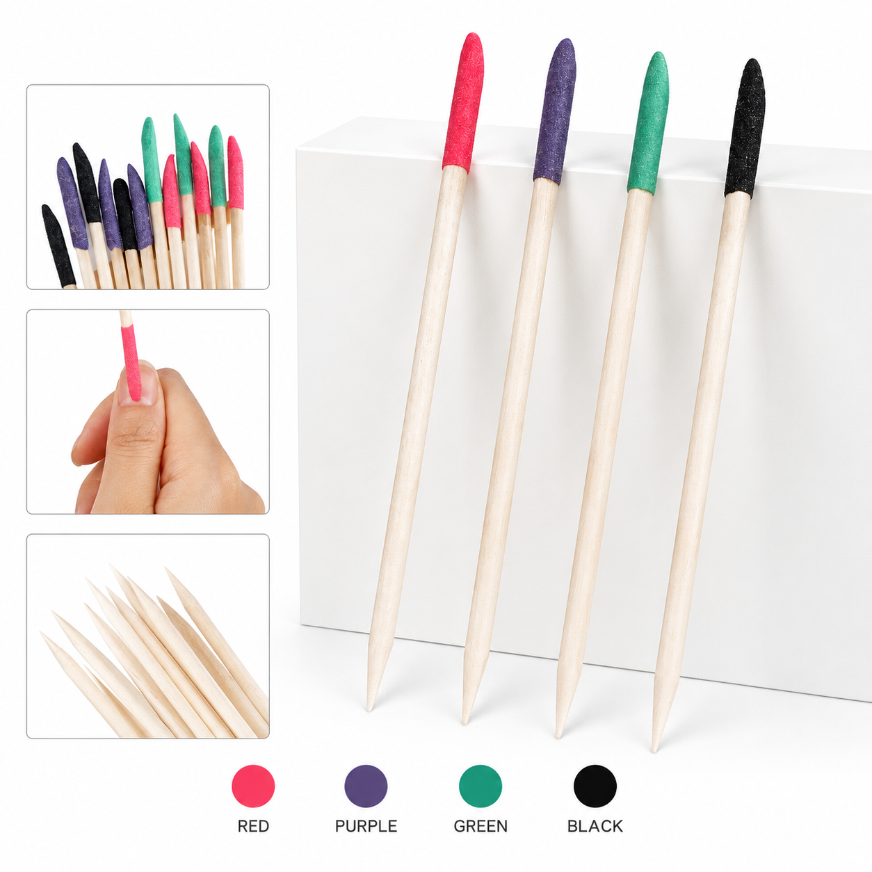 Dual-Ended Orange Wood Nail Sticks | Professional Cuticle Pusher & Fine Detail Sanding Tool