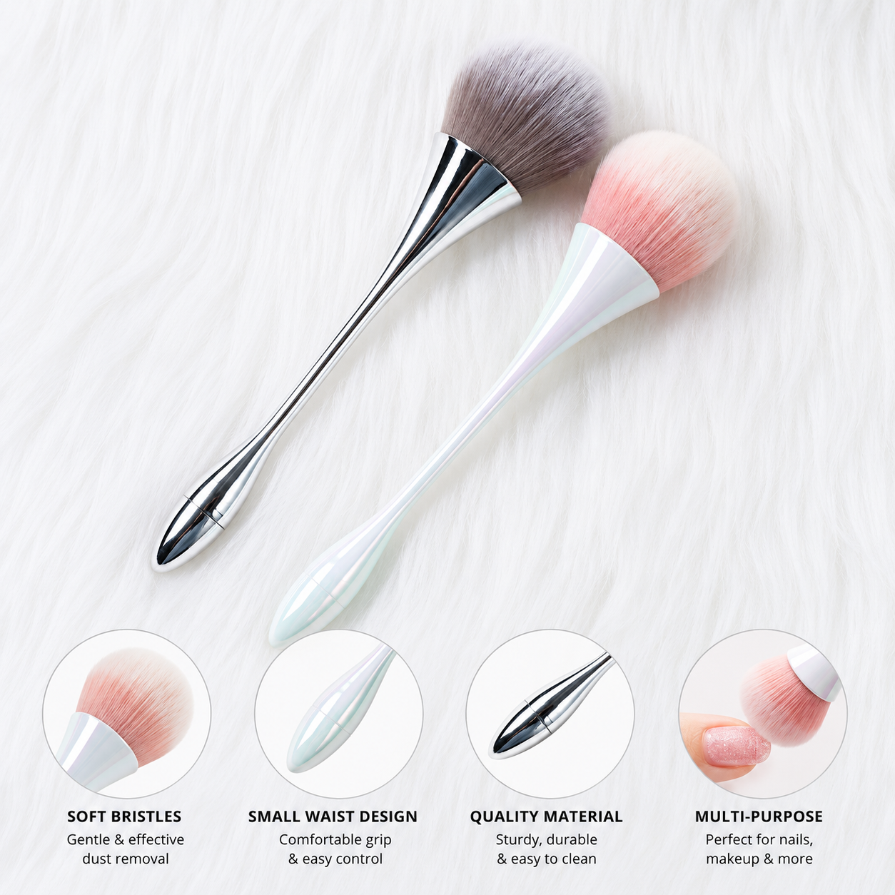 Professional Small Waist Nail Cleansing Brush | Soft Bristle Dust Remover & Makeup Powder Brush