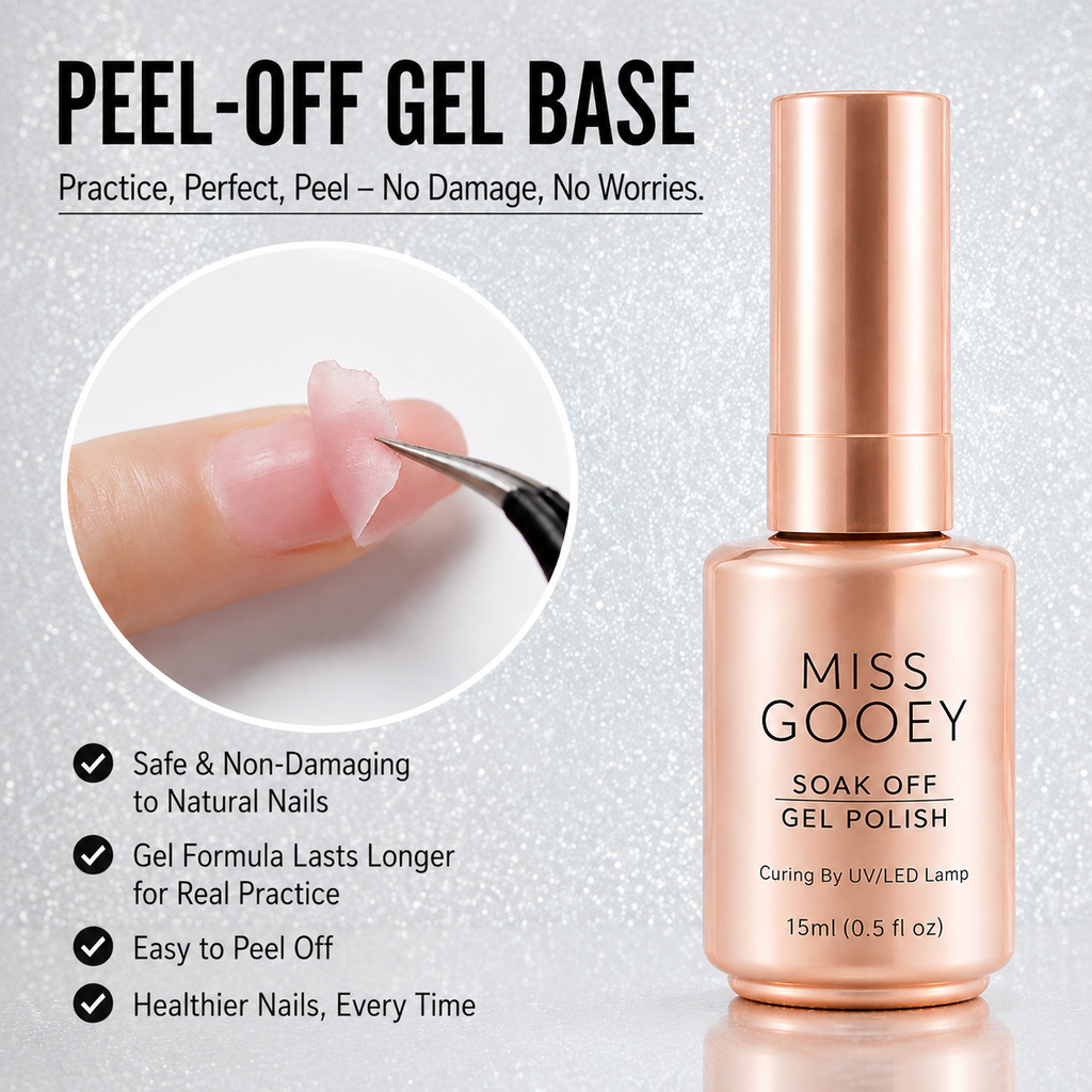 Damage-Free Peel Off Gel or Air Dry Base Coat for Nail Art Practice