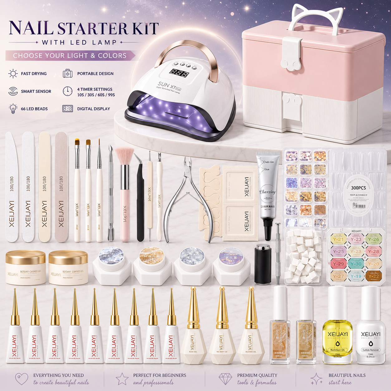 Nail Starter Kit with LED Lamp | Choose Your Light & Colors