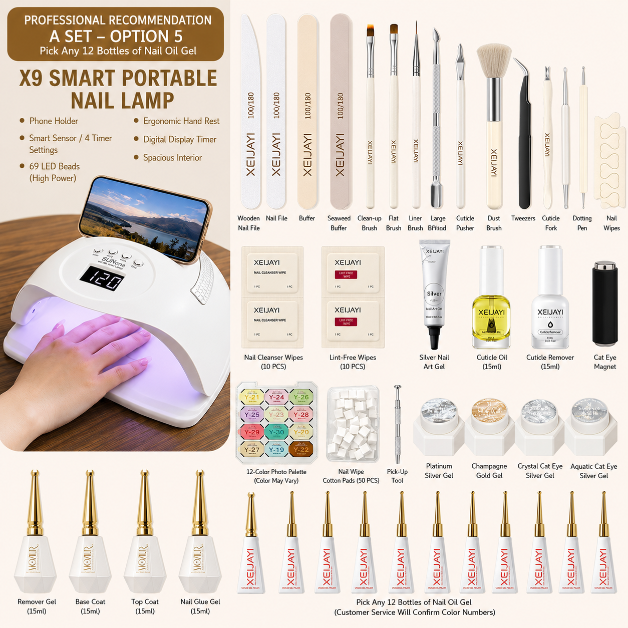 Nail Starter Kit with LED Lamp | Choose Your Light & Colors