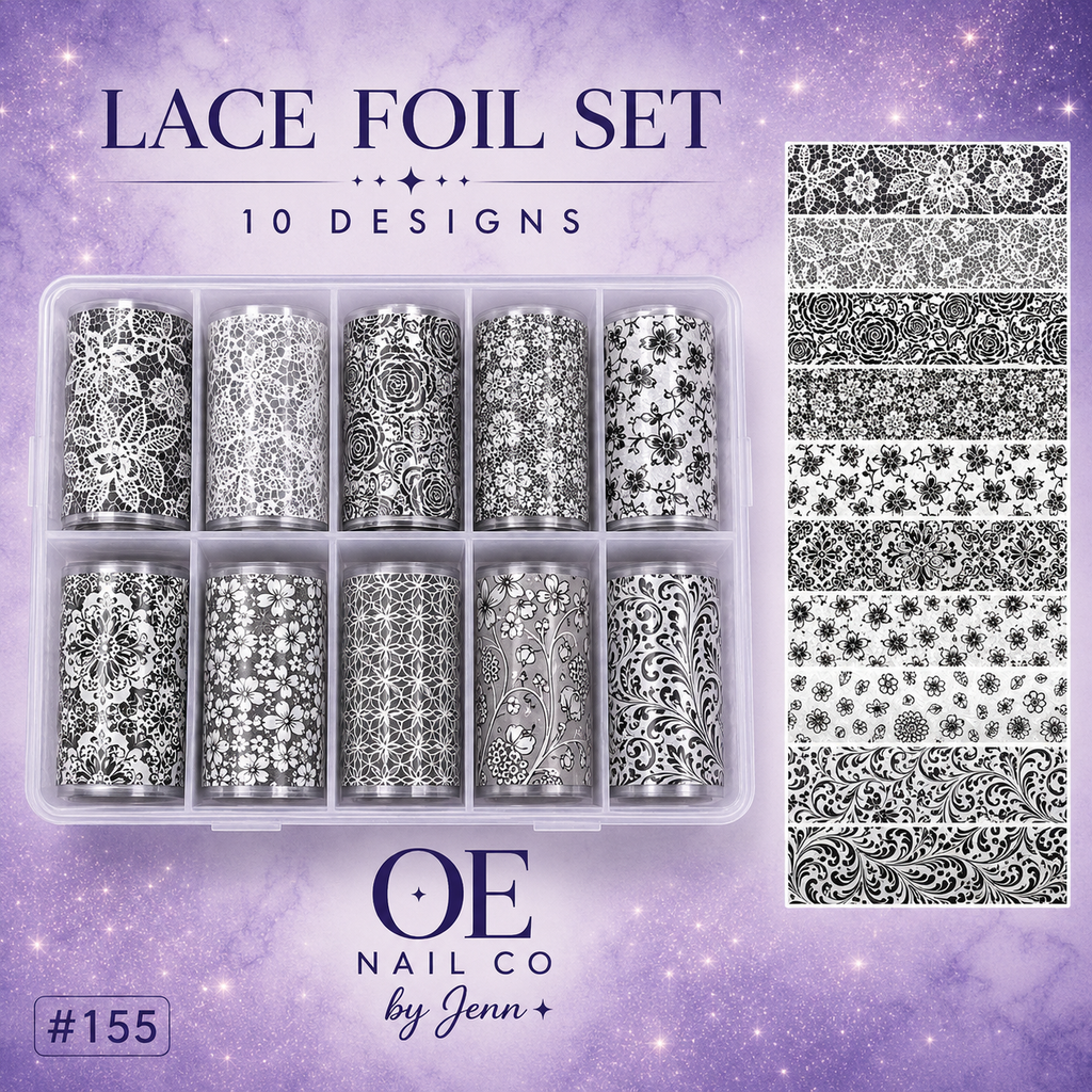 Black & White Lace Nail Art Transfer Stickers | 166 Mixed Styles