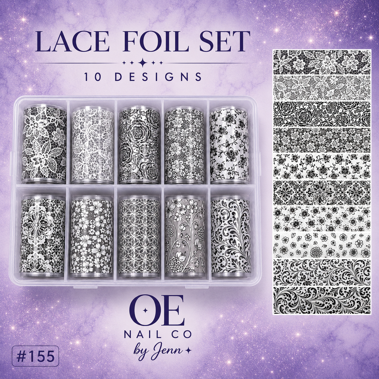 Black & White Lace Nail Art Transfer Stickers | 166 Mixed Styles