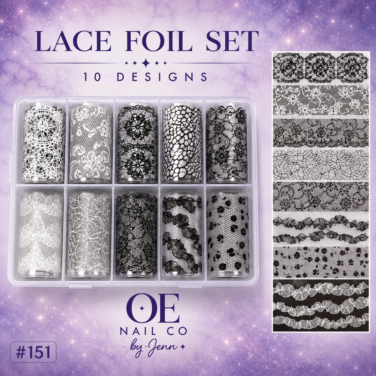 Black & White Lace Nail Art Transfer Stickers | 166 Mixed Styles