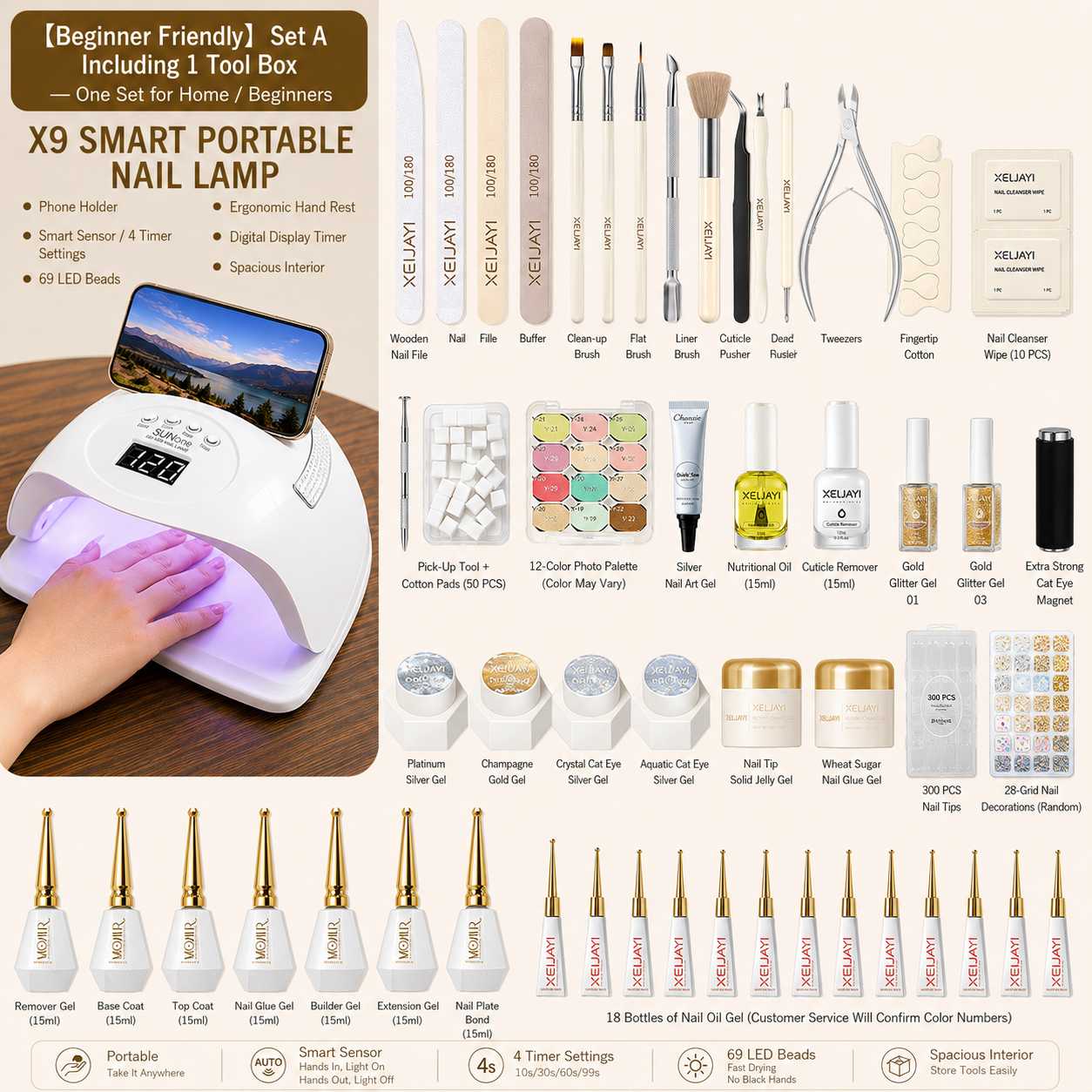 Nail Starter Kit with LED Lamp | Choose Your Light & Colors