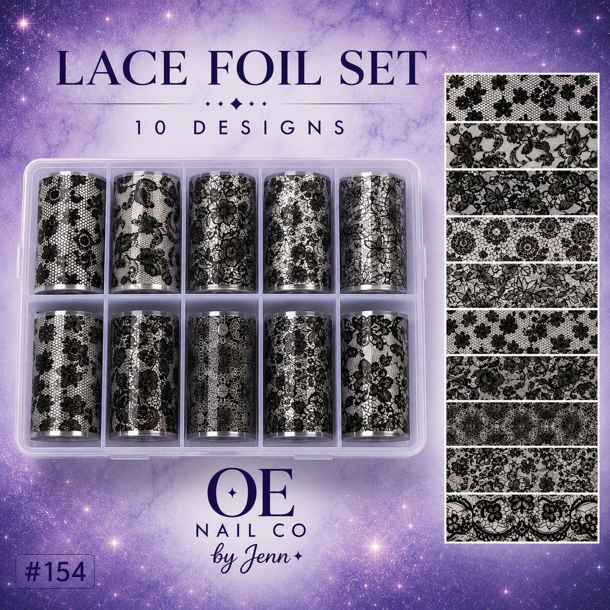 Black & White Lace Nail Art Transfer Stickers | 166 Mixed Styles