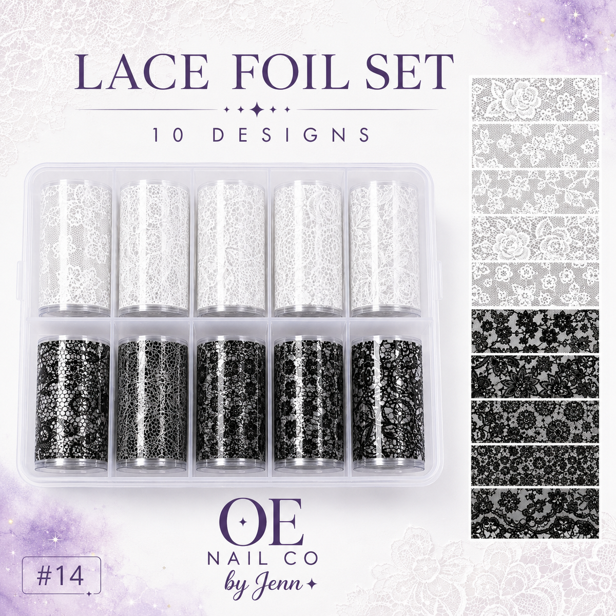 Black & White Lace Nail Art Transfer Stickers | 166 Mixed Styles