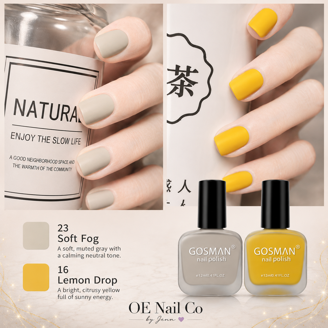Matte Nail Polish Duo Set | 22 Color Combinations with Primer & Matte Top Coat