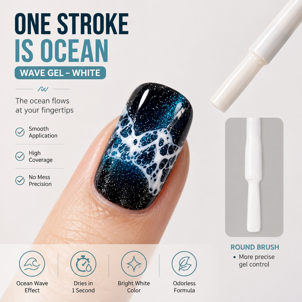 White Wave Marble Gel Polish | Cosmic Swirl Collection