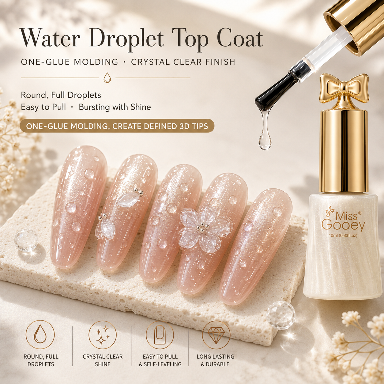 Clear Waterdrop 3D Sealing Gel Polish | Crystal-Clear Dimensional Texture Layer