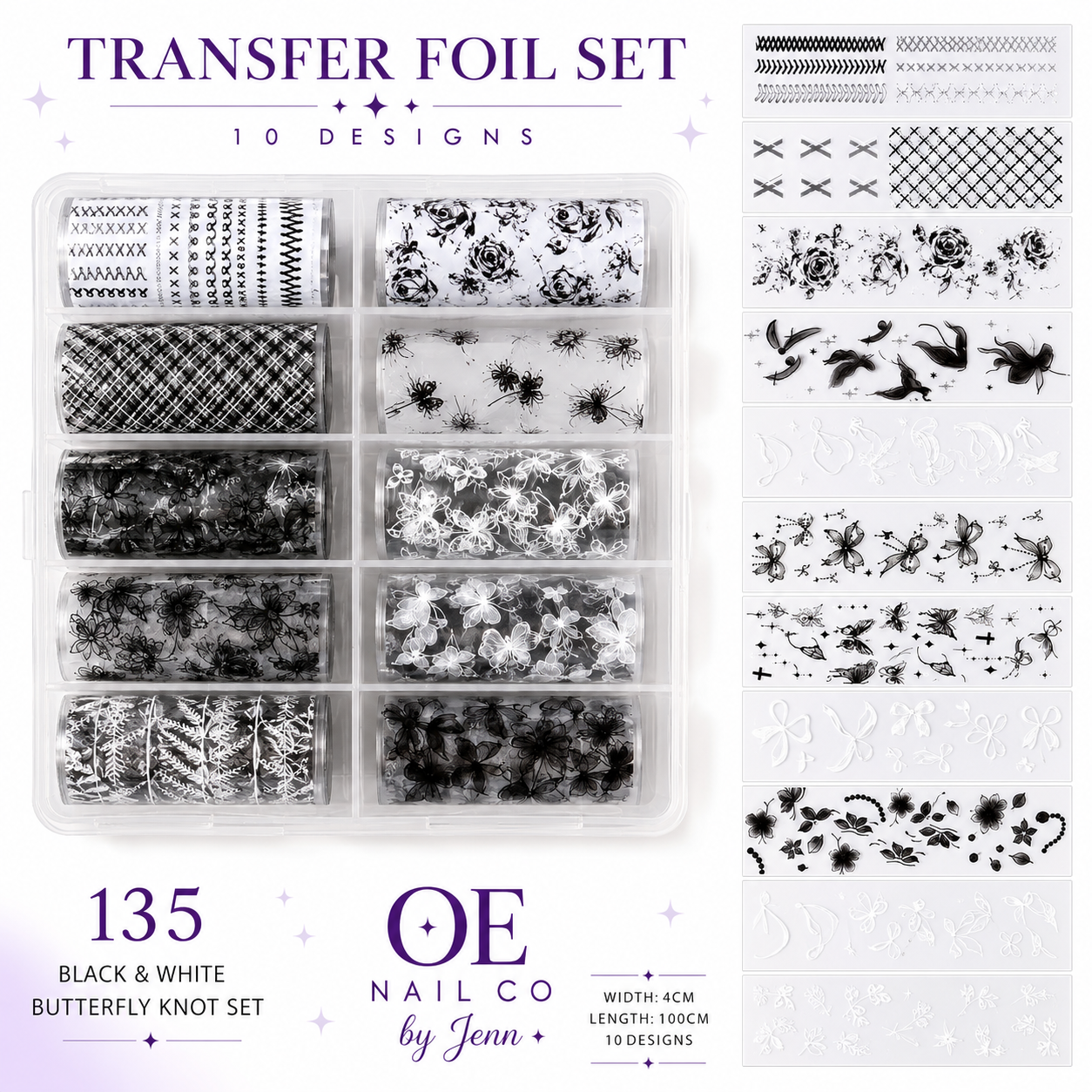 Black & White Lace Nail Art Transfer Stickers | 166 Mixed Styles