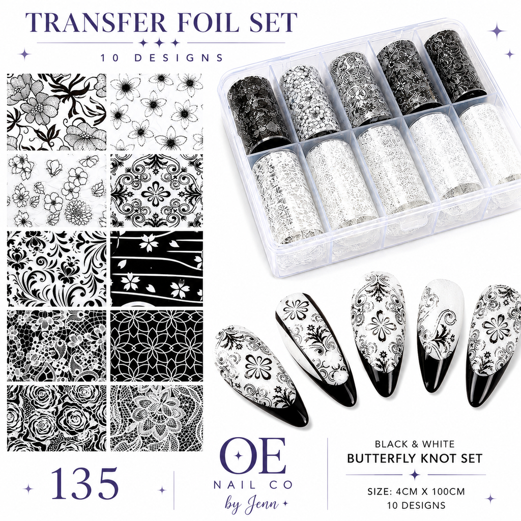 Black & White Lace Nail Art Transfer Stickers | 166 Mixed Styles