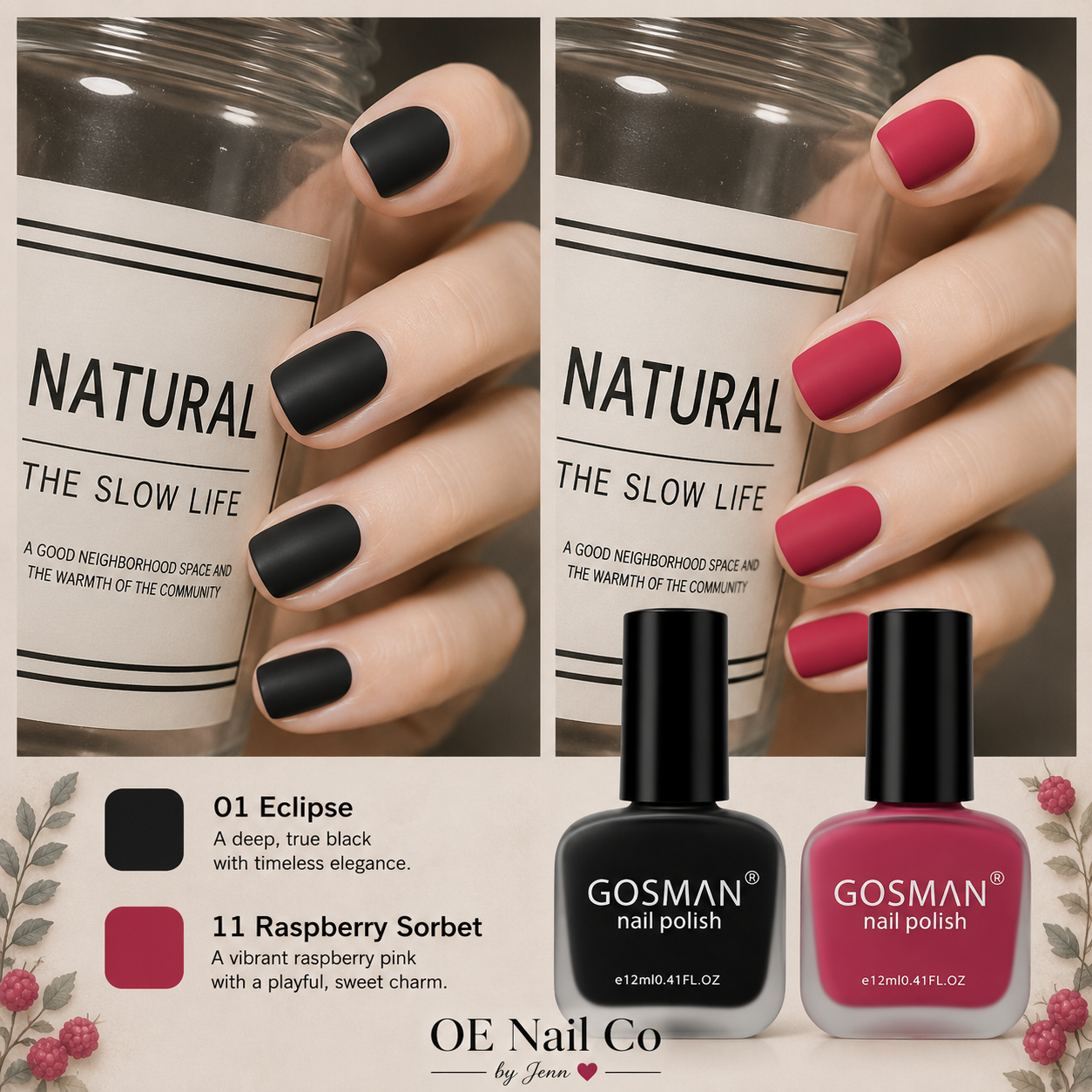 Matte Nail Polish Duo Set | 22 Color Combinations with Primer & Matte Top Coat