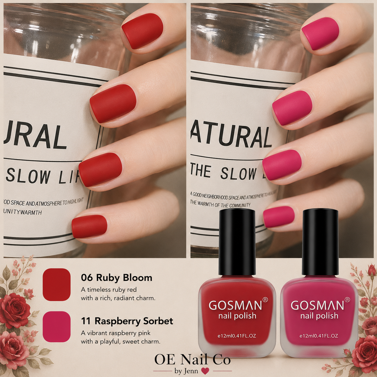 Matte Nail Polish Duo Set | 22 Color Combinations with Primer & Matte Top Coat