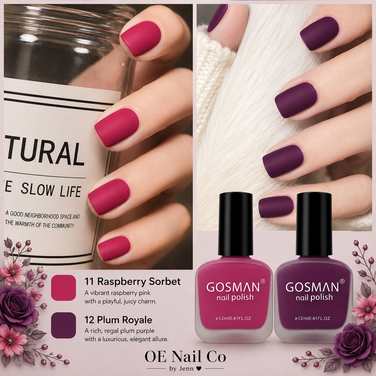 Matte Nail Polish Duo Set | 22 Color Combinations with Primer & Matte Top Coat