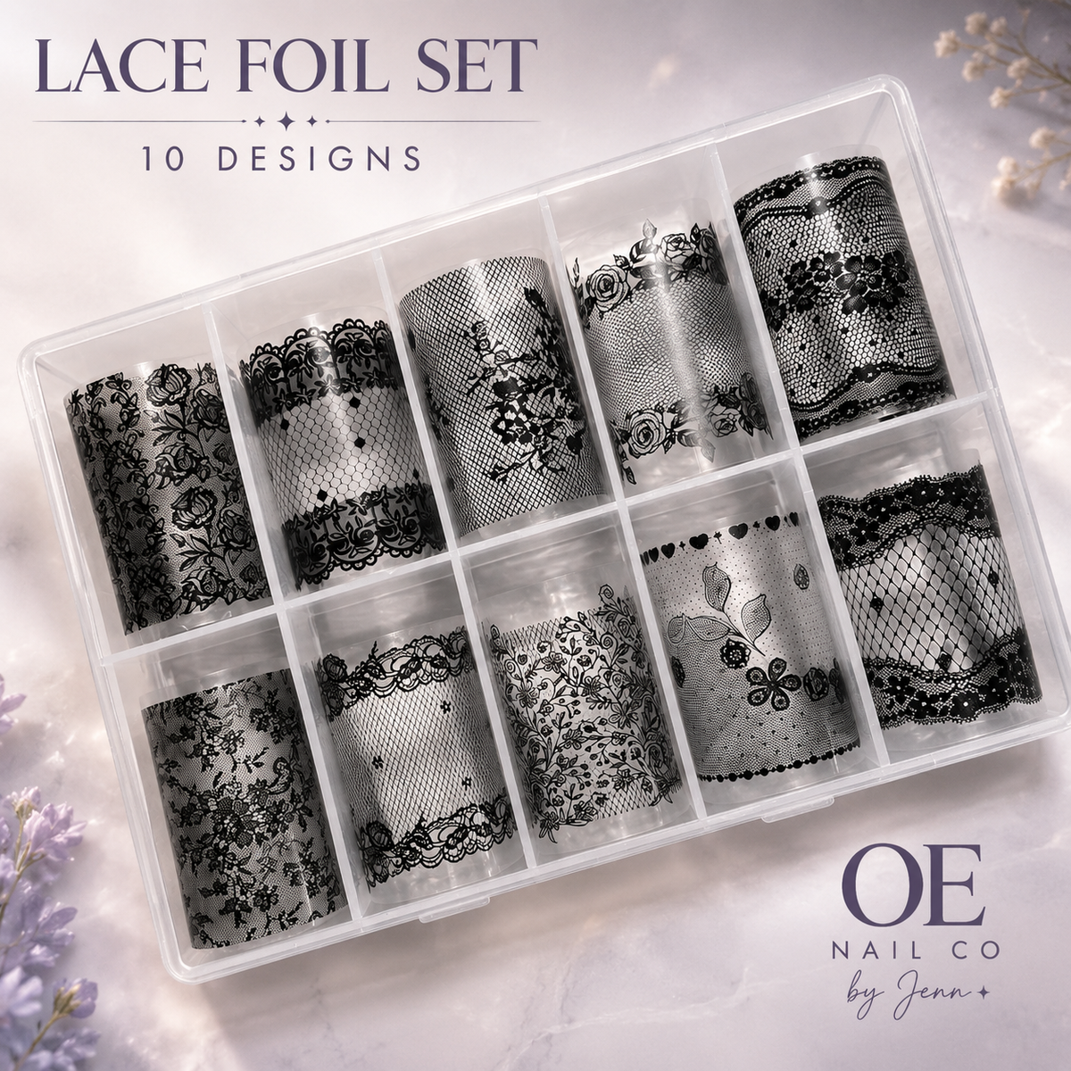 Black & White Lace Nail Art Transfer Stickers | 166 Mixed Styles