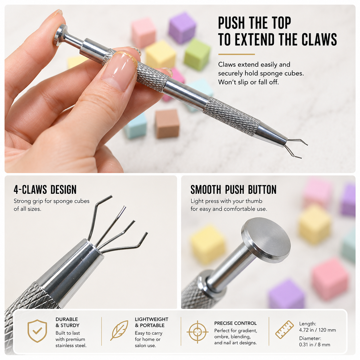 Professional Nail Art Gradient Sponge Grabber | Mini Blender Clip for Flawless Color Fades