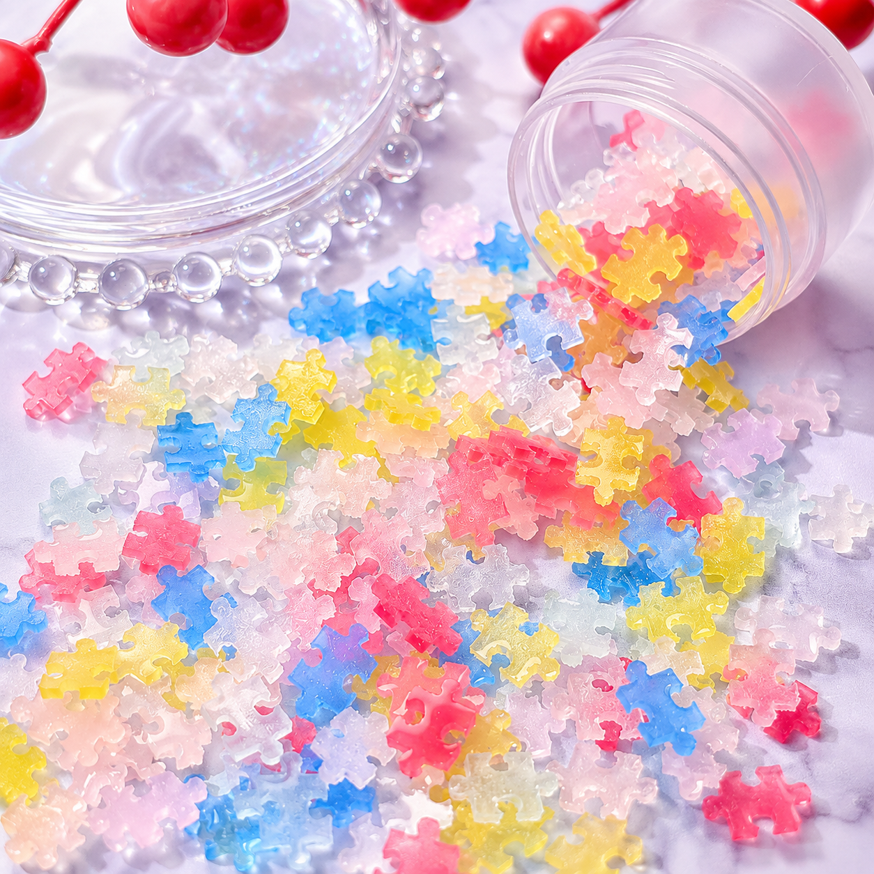 Mini Puzzle Piece Nail Charms | DIY Nail Art Beads (50 pcs)