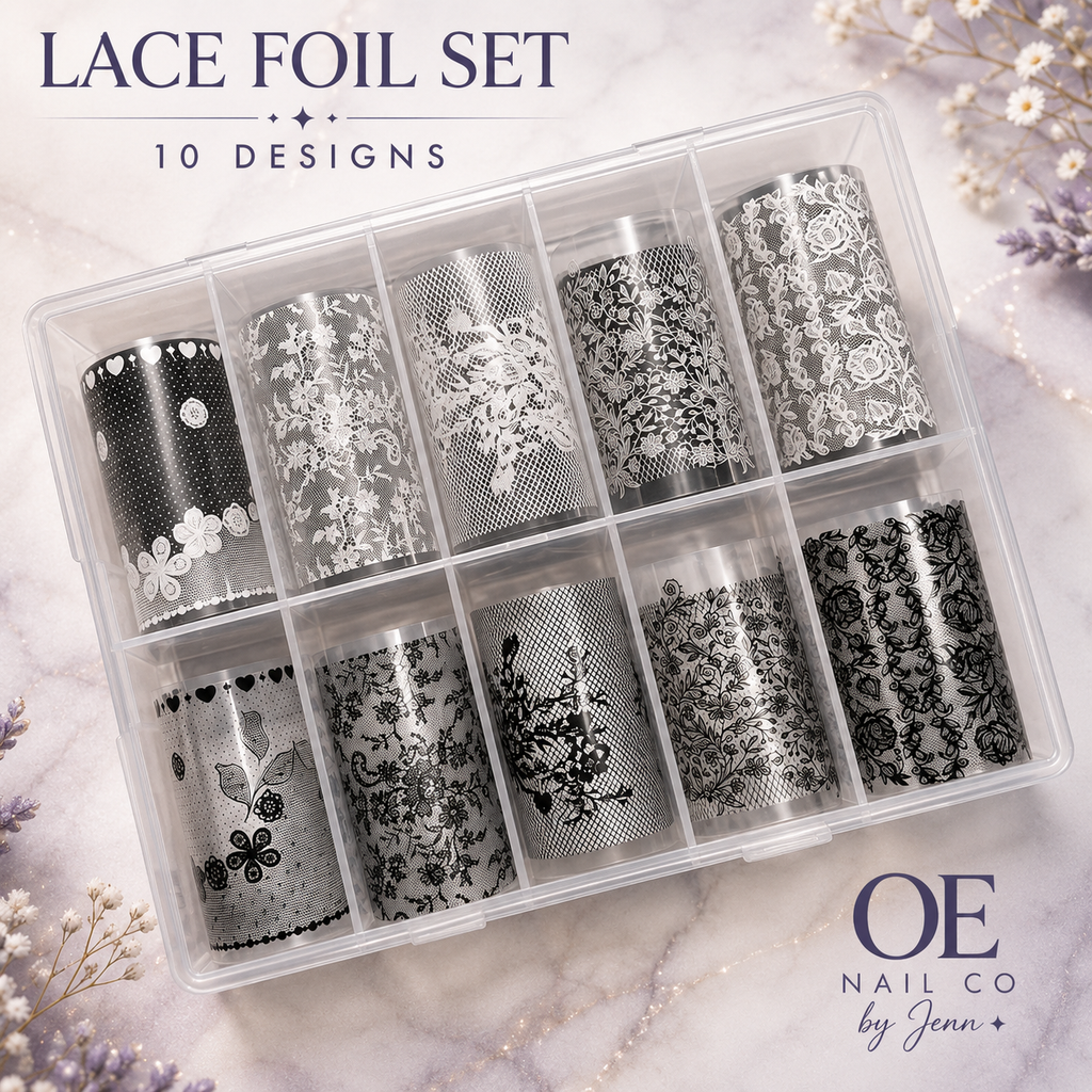Black & White Lace Nail Art Transfer Stickers | 166 Mixed Styles