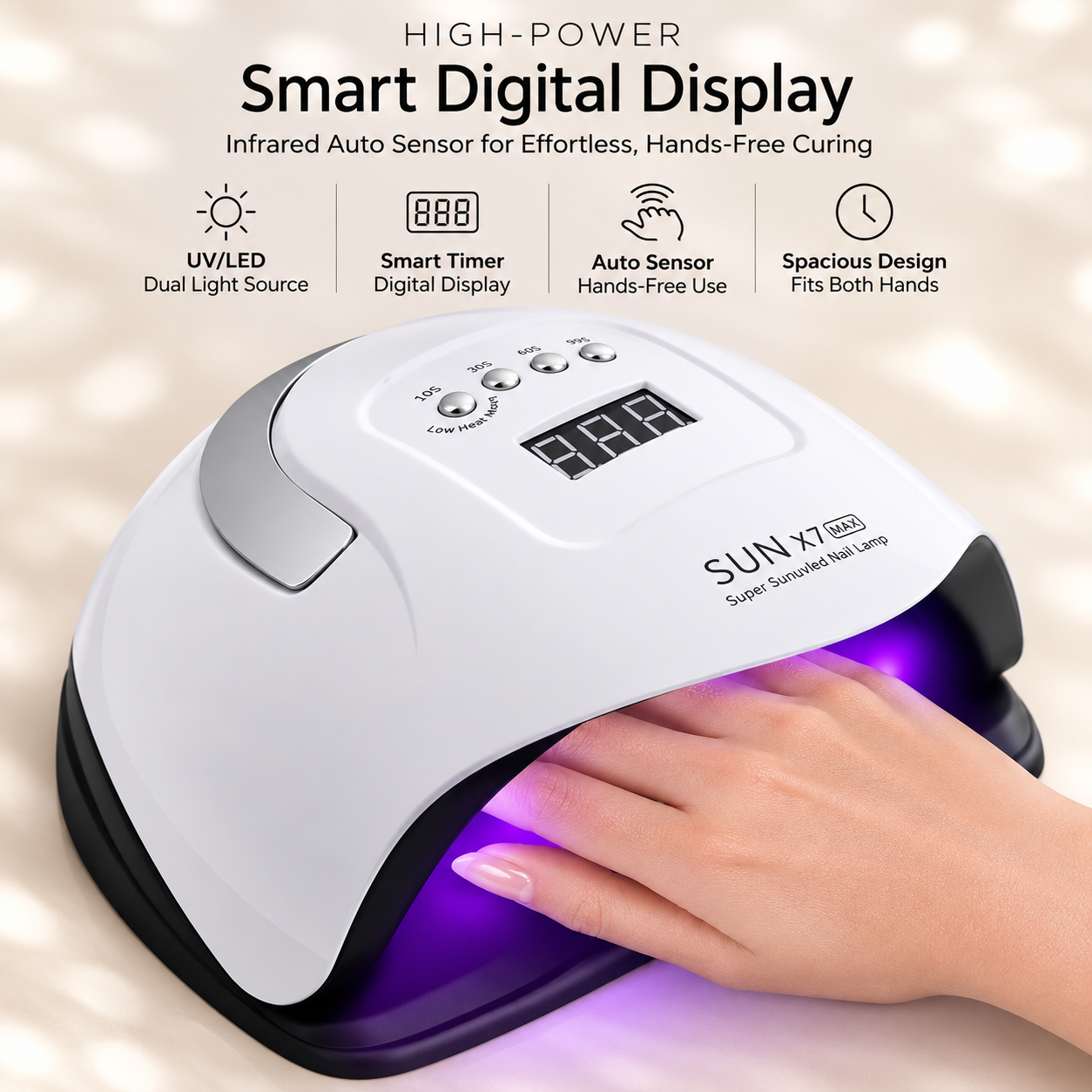 180W Professional UV LED Nail Lamp | Salon-Speed Gel Cure Light