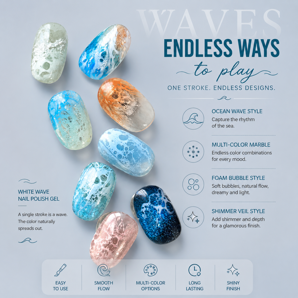 White Wave Marble Gel Polish | Cosmic Swirl Collection